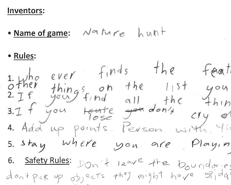 <p>Written instructions: Environmental games</p>