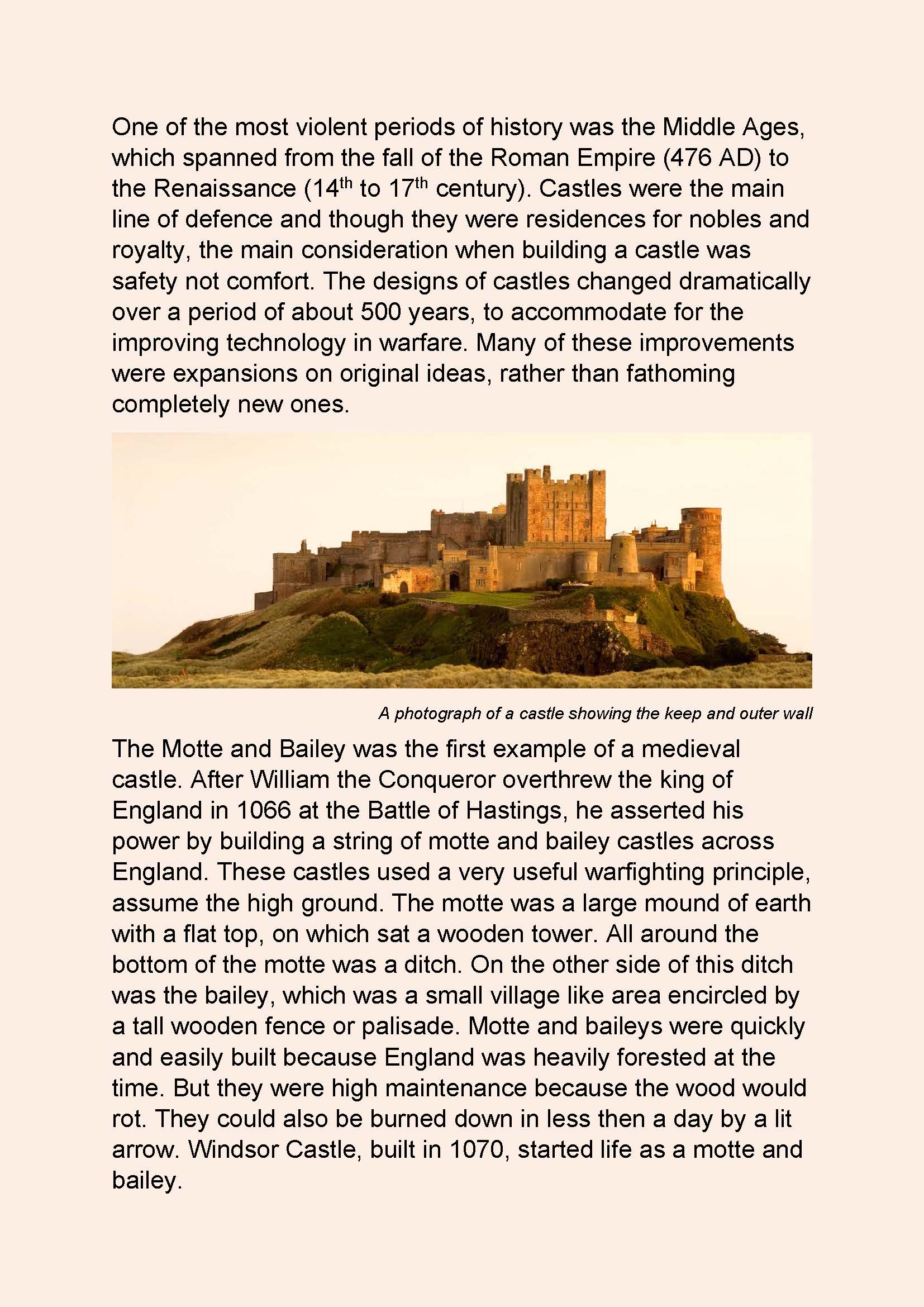 creative writing description of castle