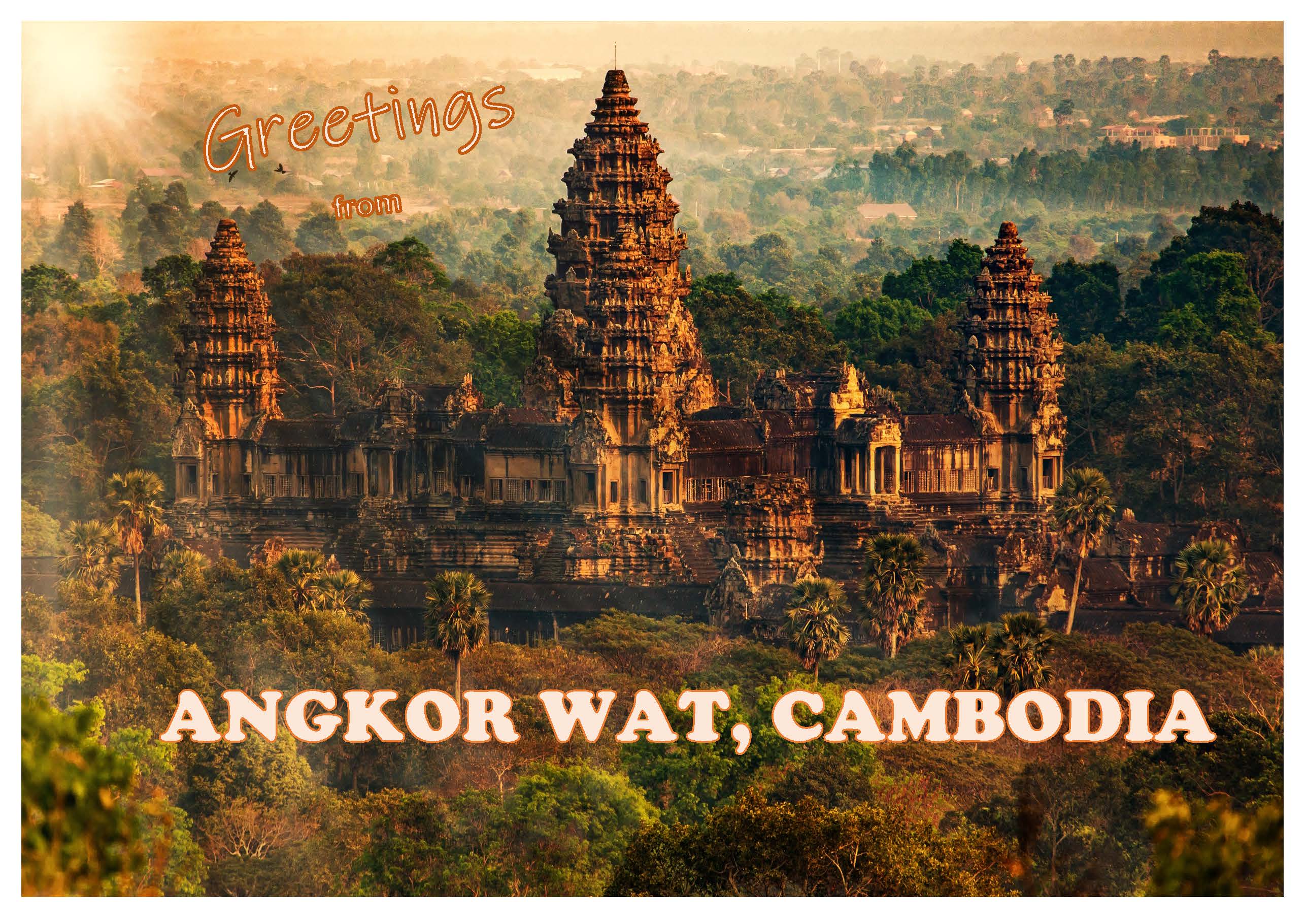 *Angkor-Vat Temple Cambodge Cambodia RPPC Vintage Real Photo Postcard B19 