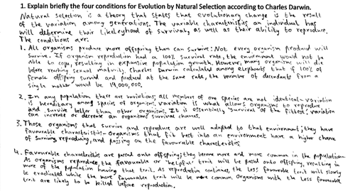 <p>The theory of evolution by natural selection</p>