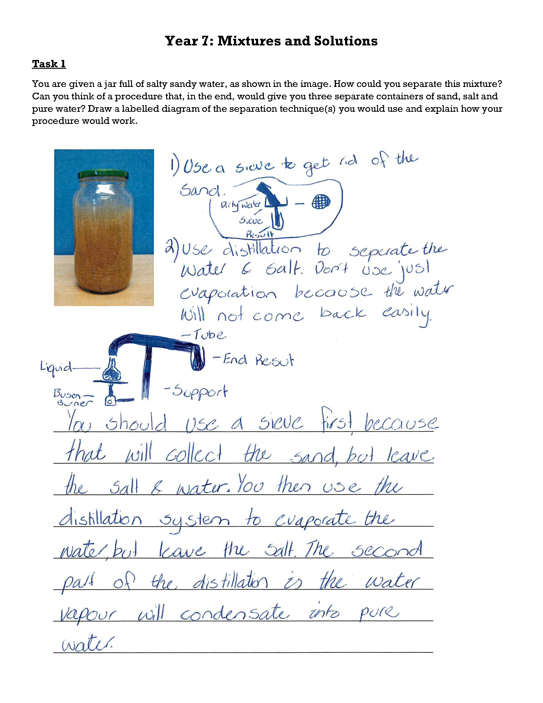 Mixtures and solutions - ABOVE  The Australian Curriculum With Regard To Separation Of Mixtures Worksheet
